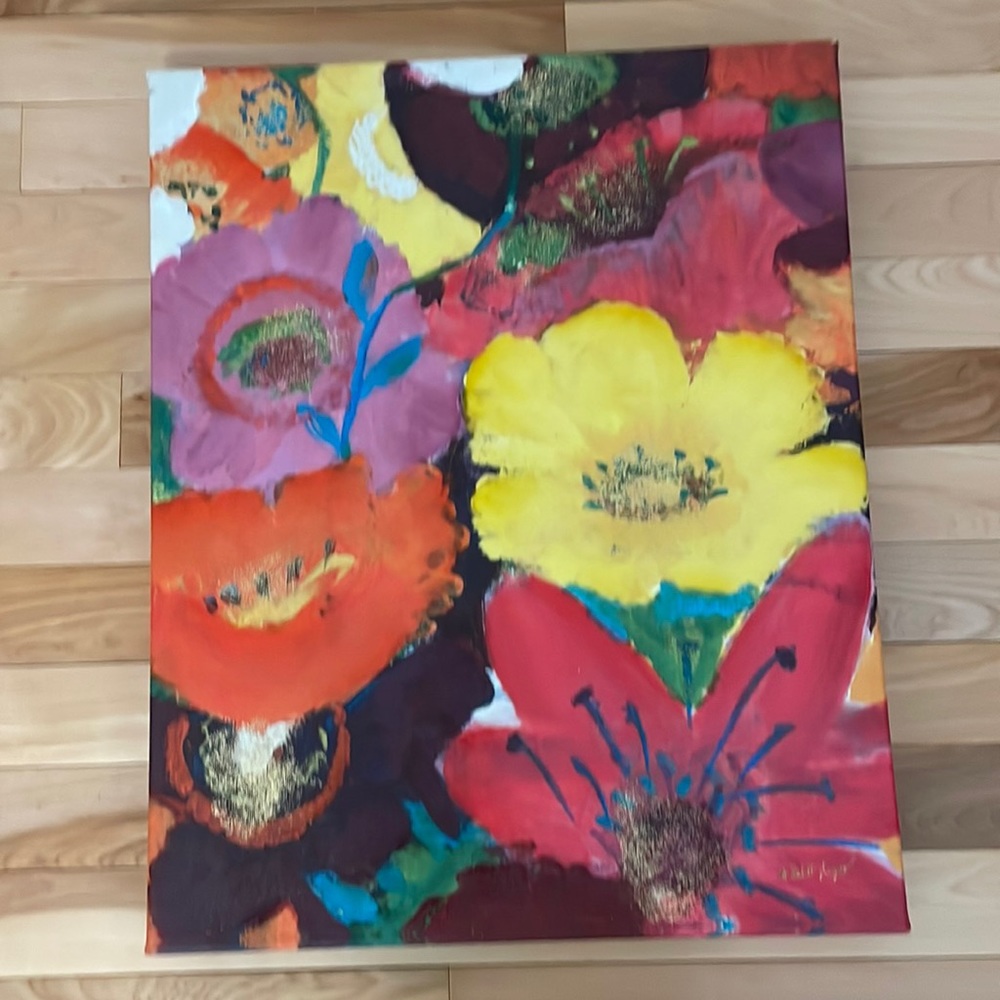 large Floral painted canvas art